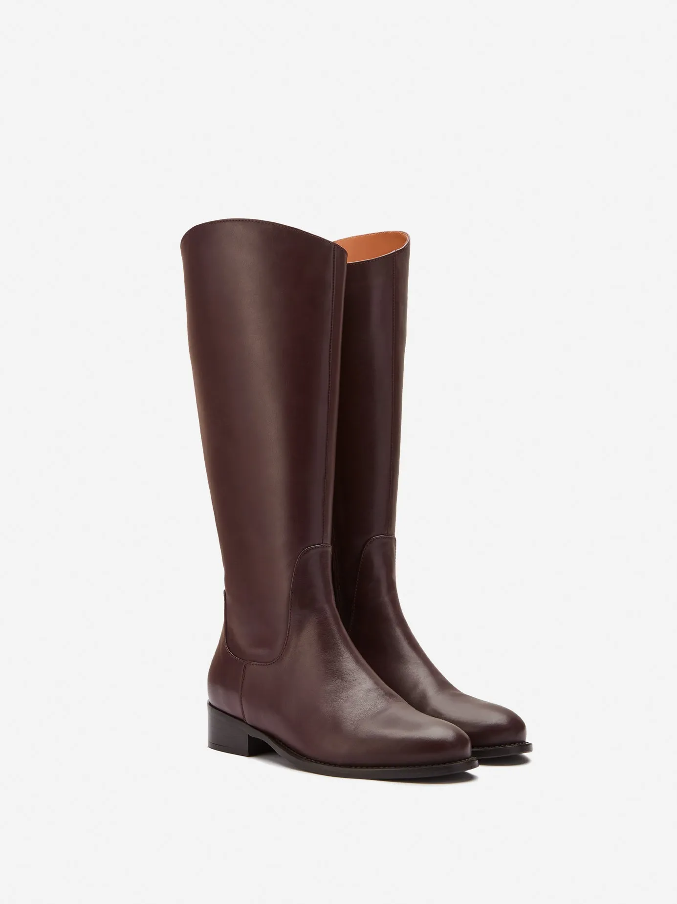 Verity Knee High Boots in Burgundy Leather