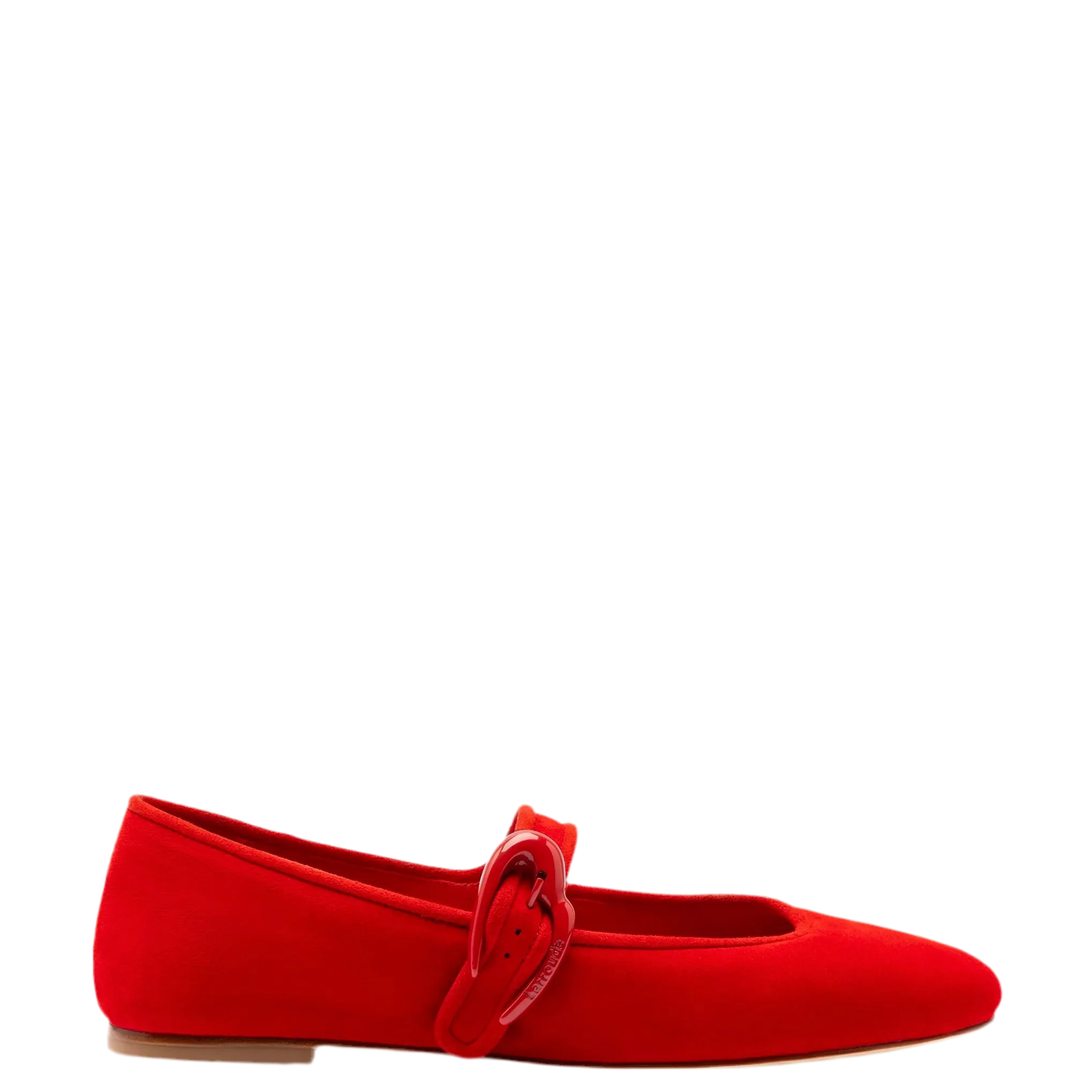 Verona Ballet Flat In Scarlet Suede by Larroudé