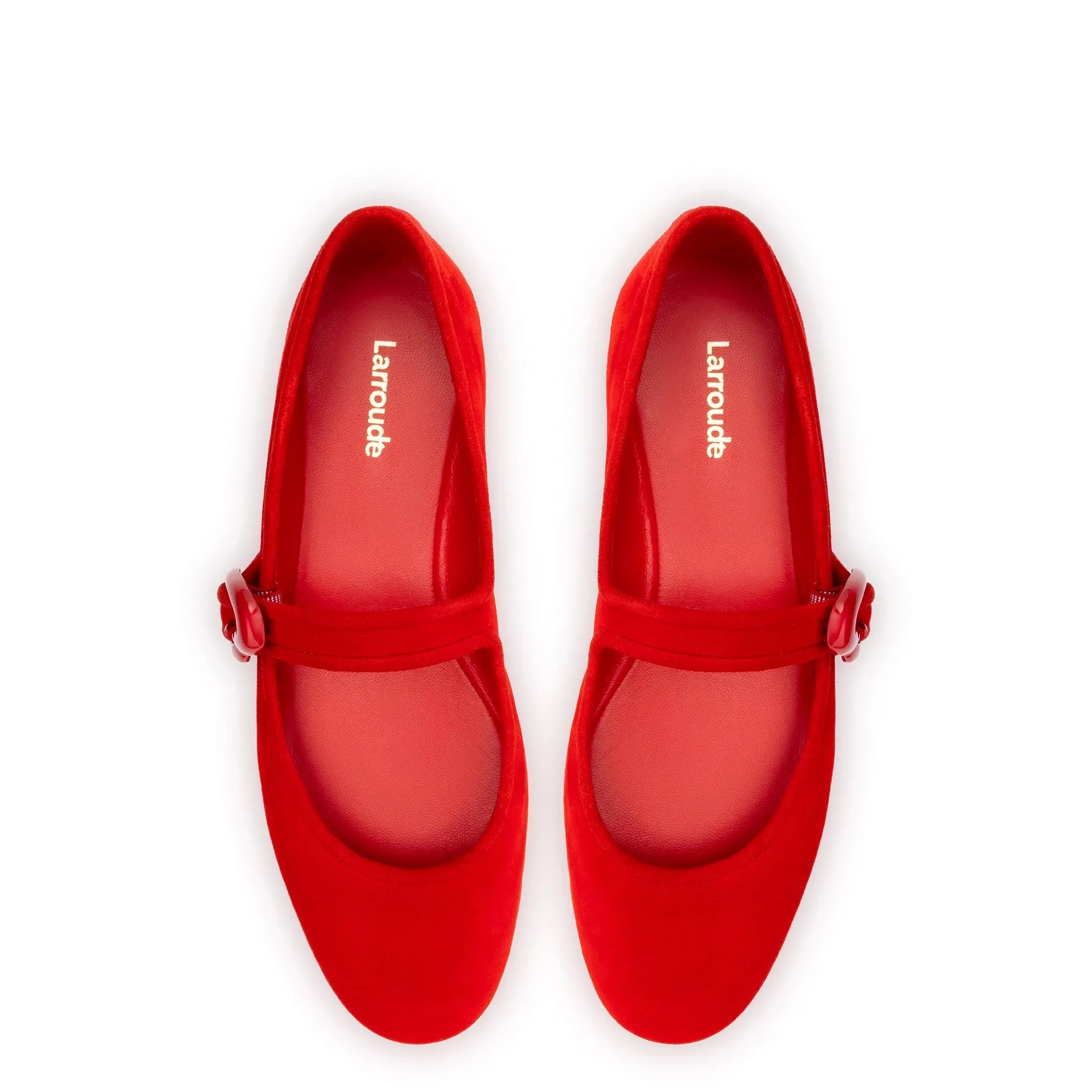 Verona Ballet Flat In Scarlet Suede by Larroudé