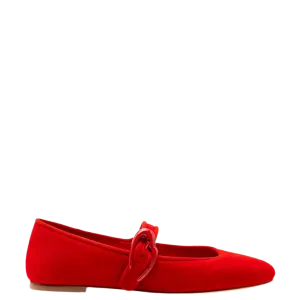 Verona Ballet Flat In Scarlet Suede by Larroudé