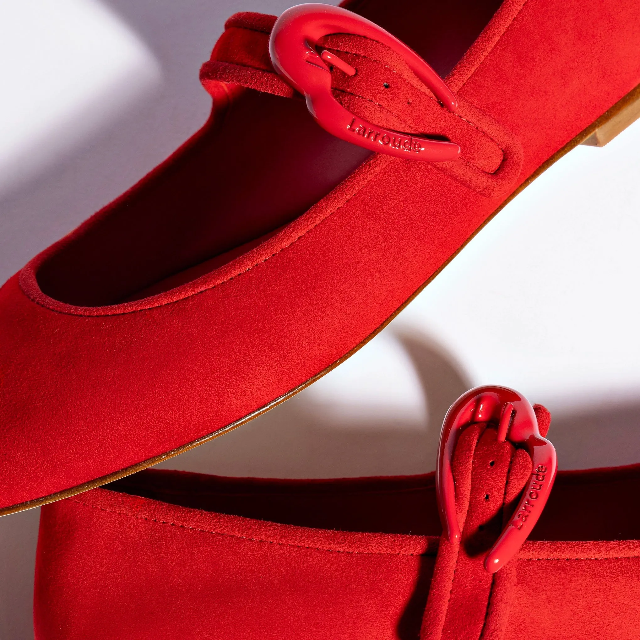 Verona Ballet Flat In Scarlet Suede by Larroudé