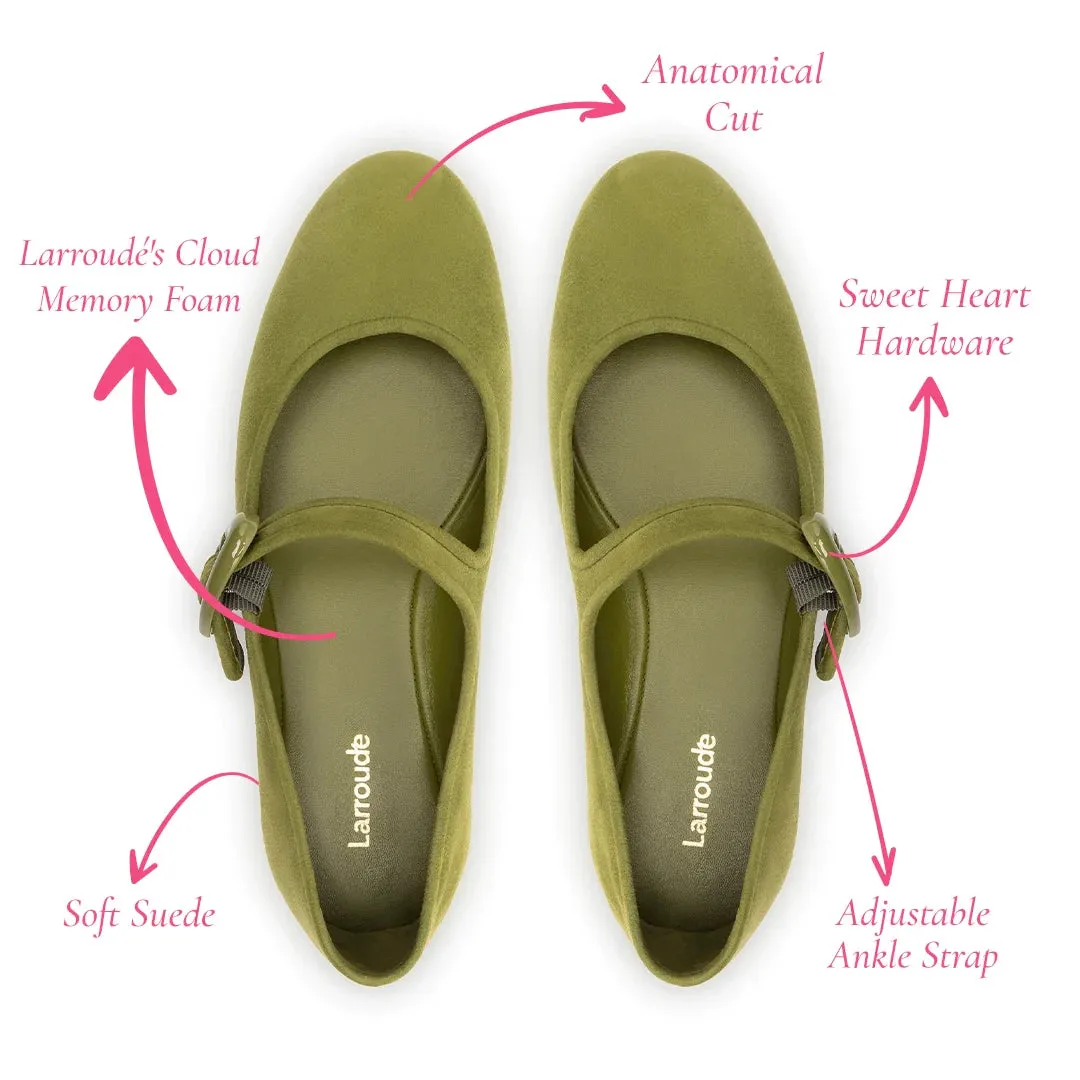 Verona Ballet Flat In Seaweed Suede by Larroudé