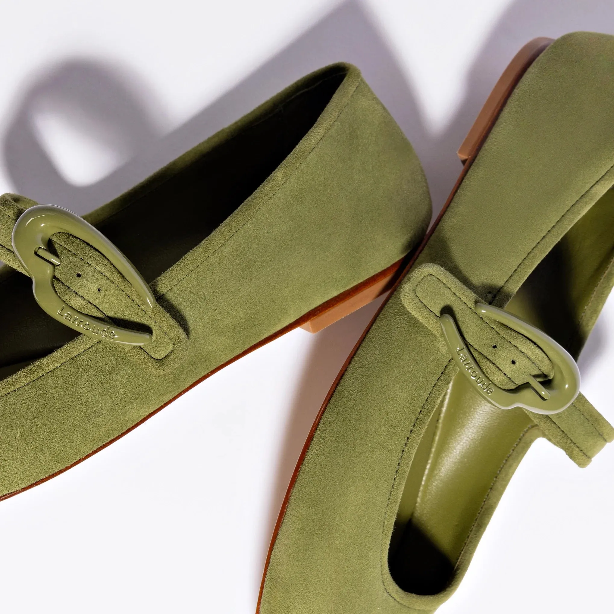 Verona Ballet Flat In Seaweed Suede by Larroudé