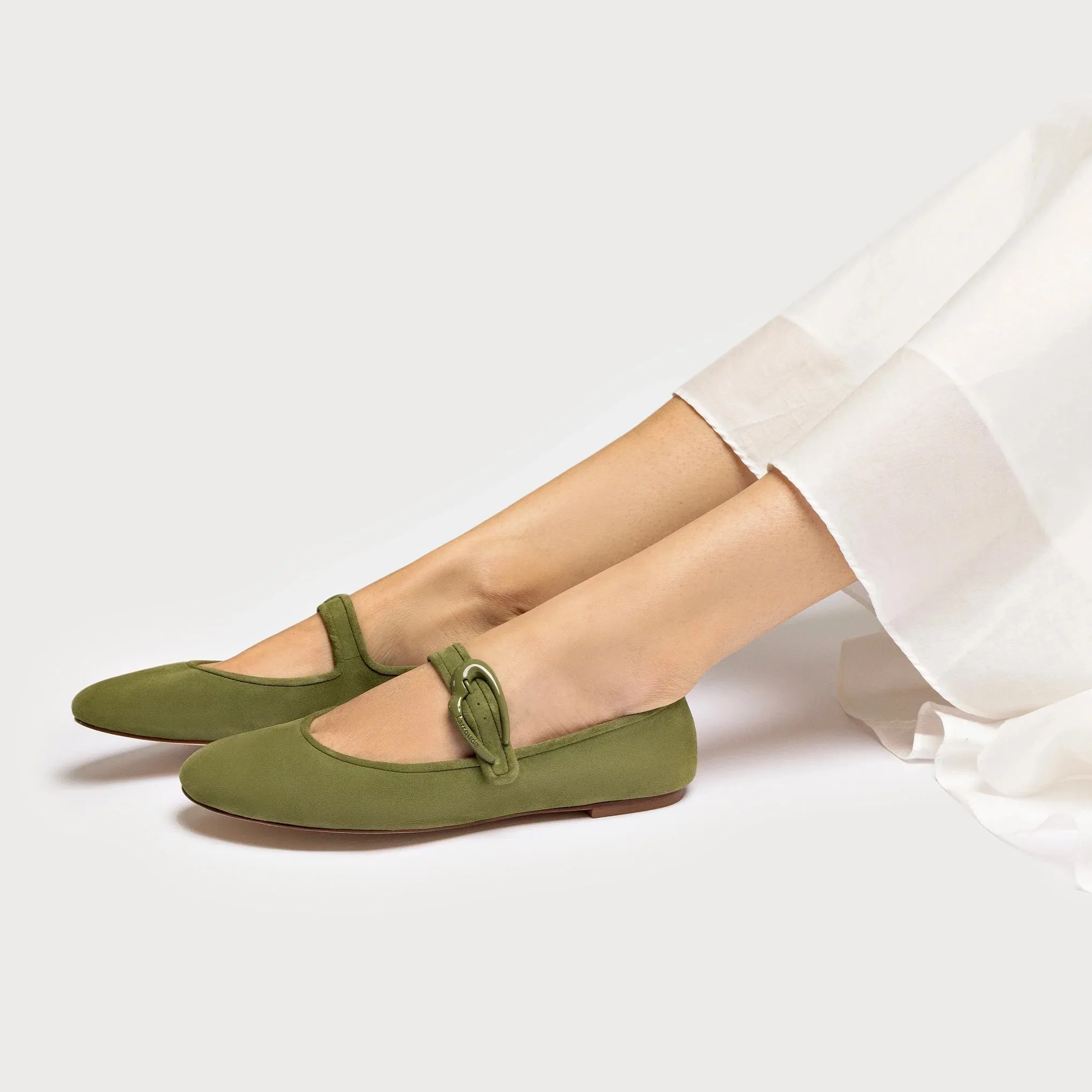 Verona Ballet Flat In Seaweed Suede by Larroudé