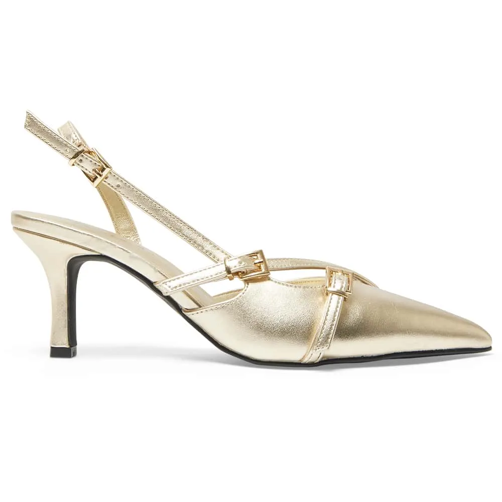 Veronica Heel in Gold Smooth Smooth