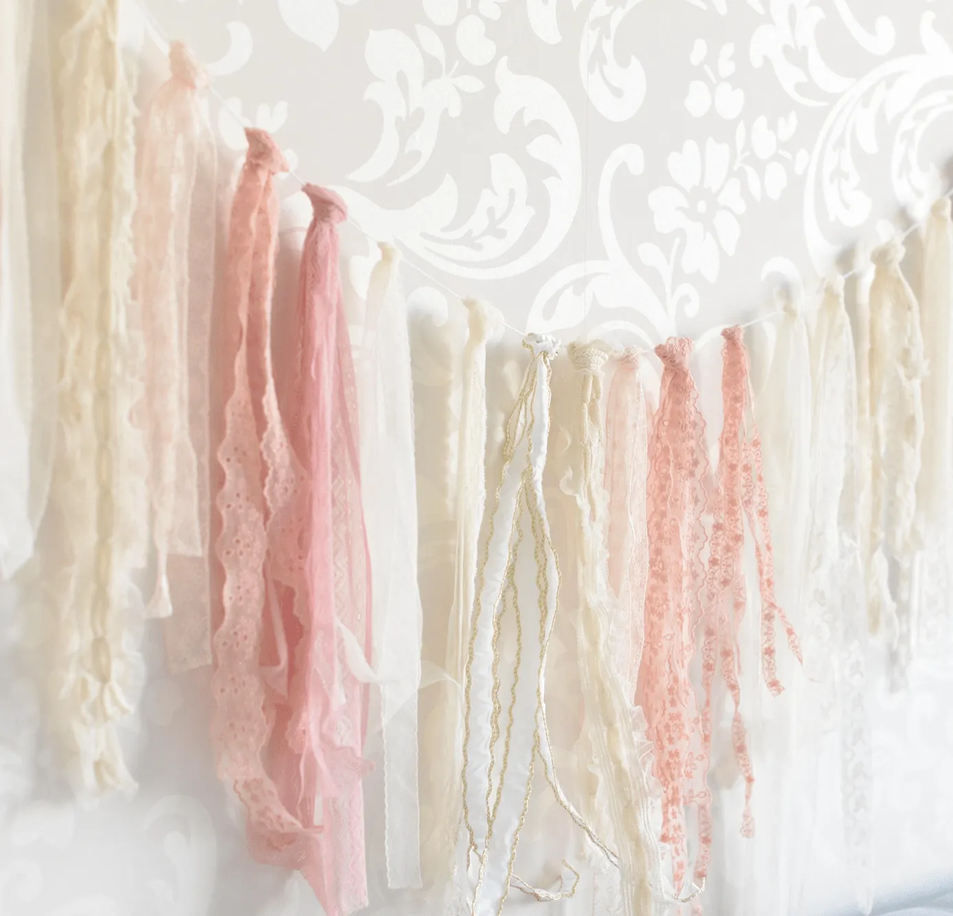 Vintage look ribbon Tassel Garland Banner