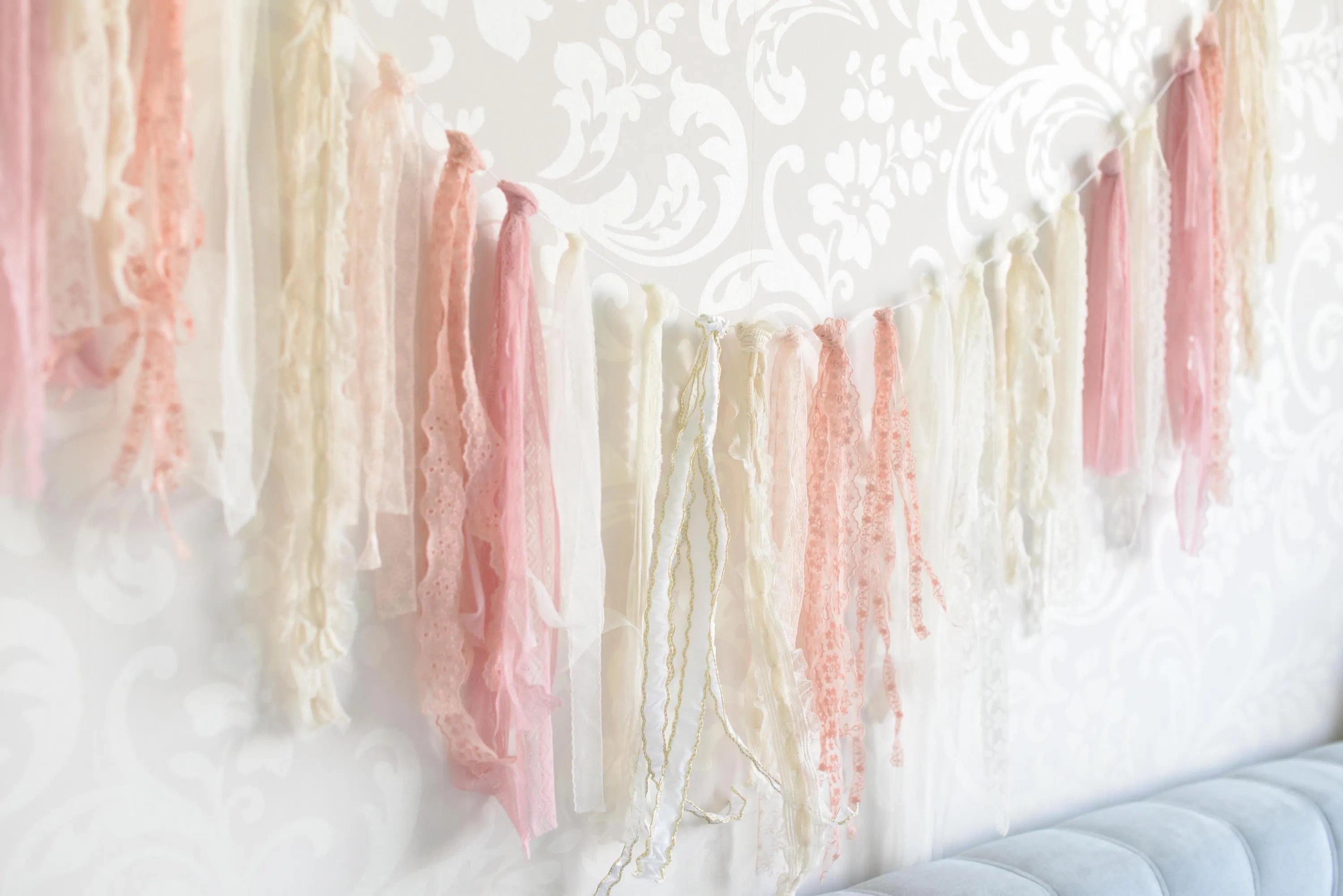 Vintage look ribbon Tassel Garland Banner