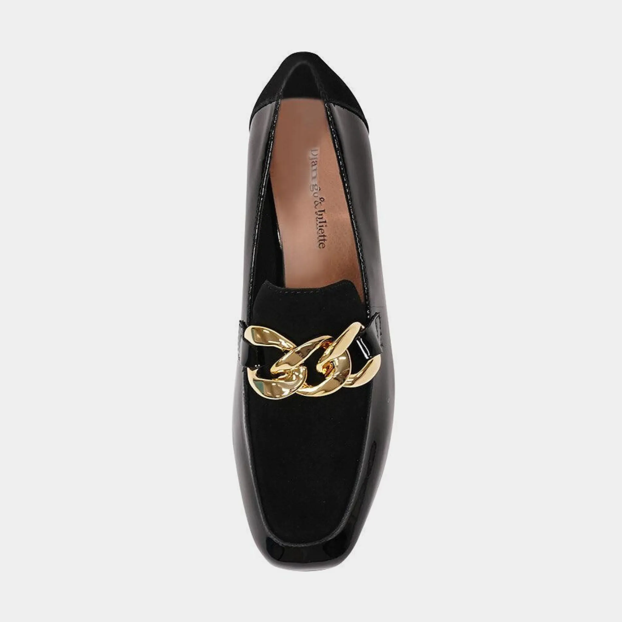 Vivandy Black Patent/ Black Suede Loafers