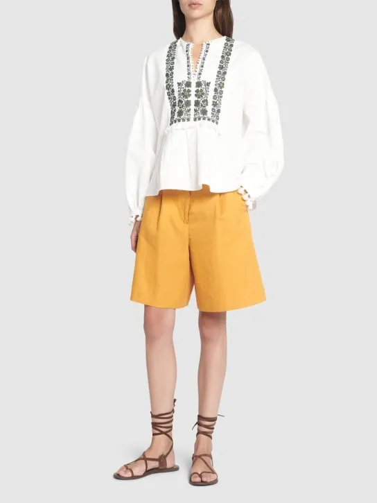 Weekend Max Mara   Radica embroidered cotton &amp; linen shirt 