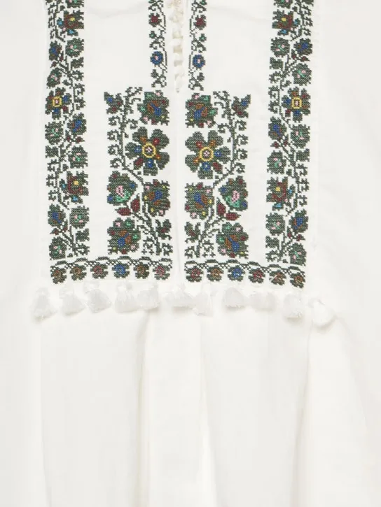 Weekend Max Mara   Radica embroidered cotton &amp; linen shirt 