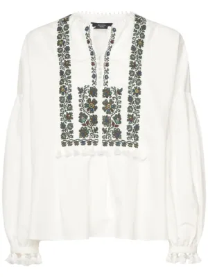 Weekend Max Mara   Radica embroidered cotton &amp; linen shirt 