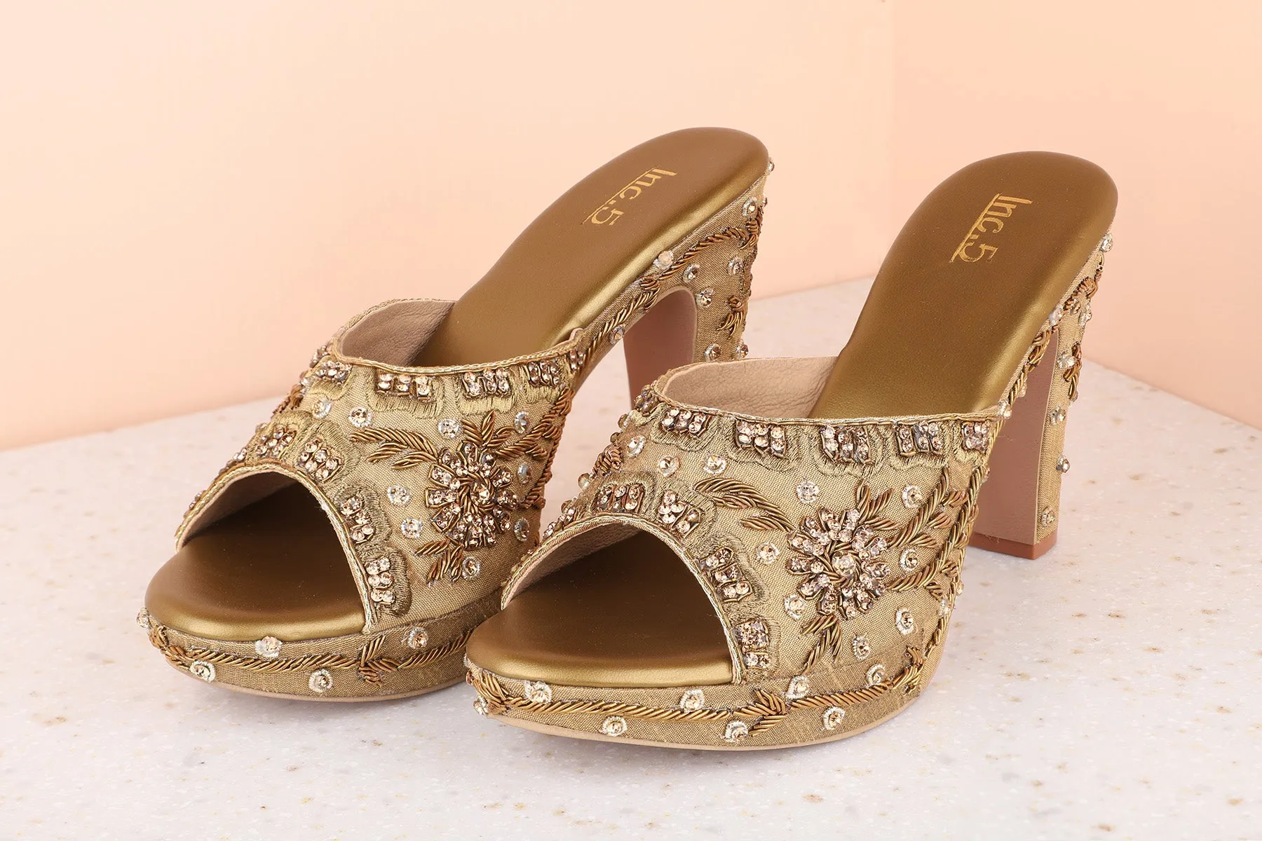 Women Antique Party Peep Toes Heels