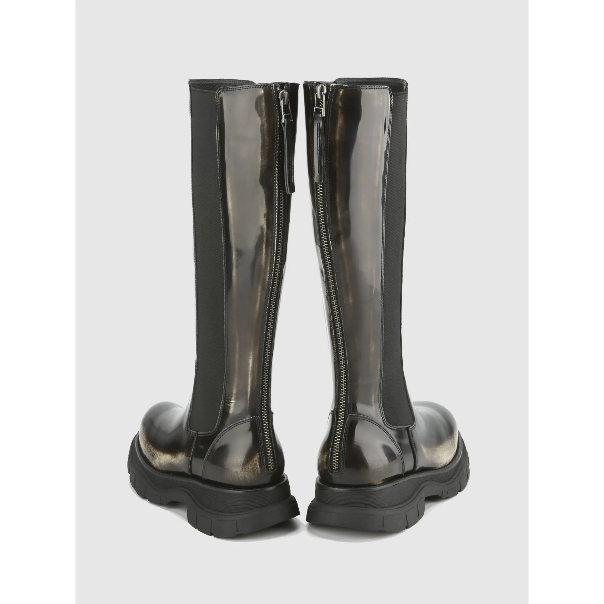 Women Knee-High Chelsea Boots - Brown