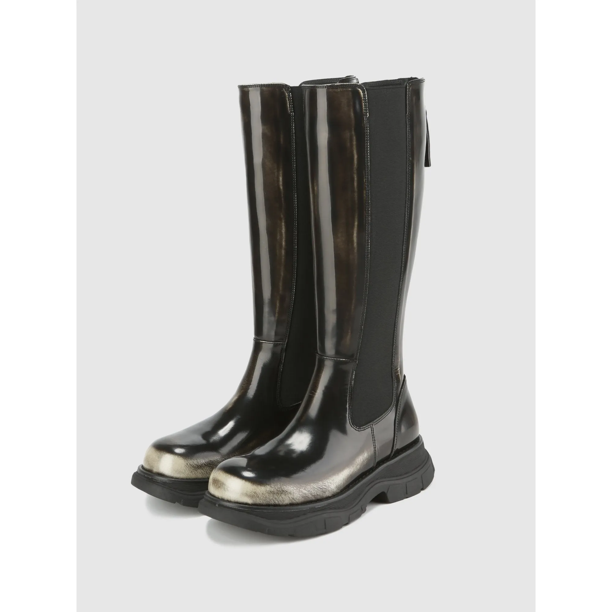 Women Knee-High Chelsea Boots - Brown