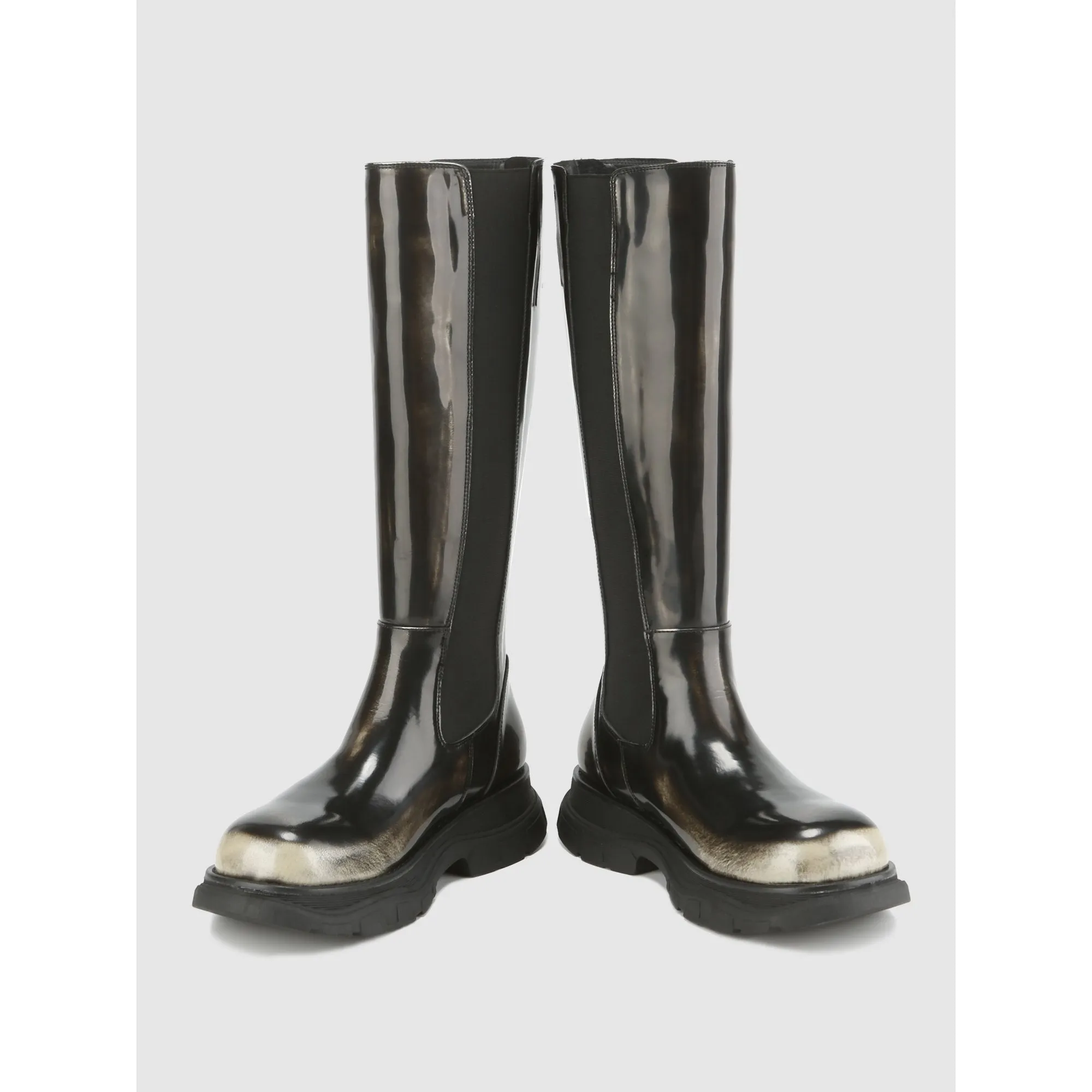 Women Knee-High Chelsea Boots - Brown