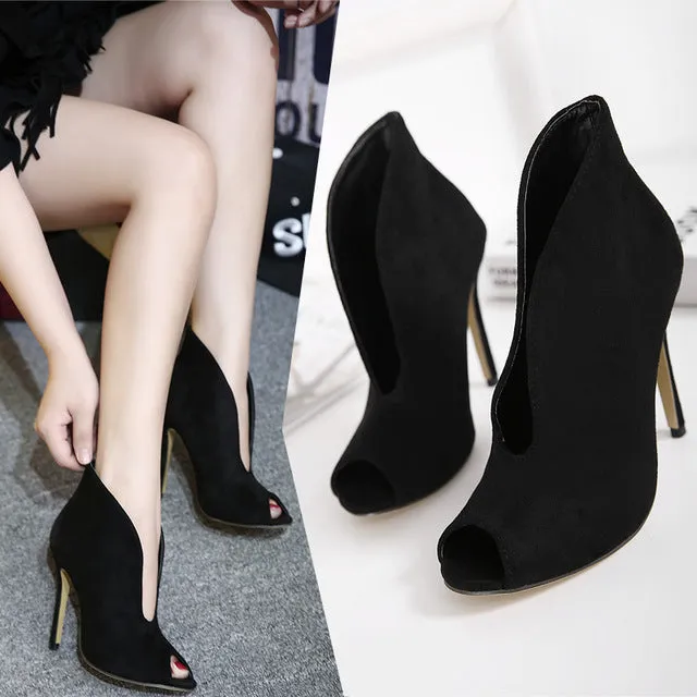 Women Party Dress OL Peep Toe Stiletto Boots