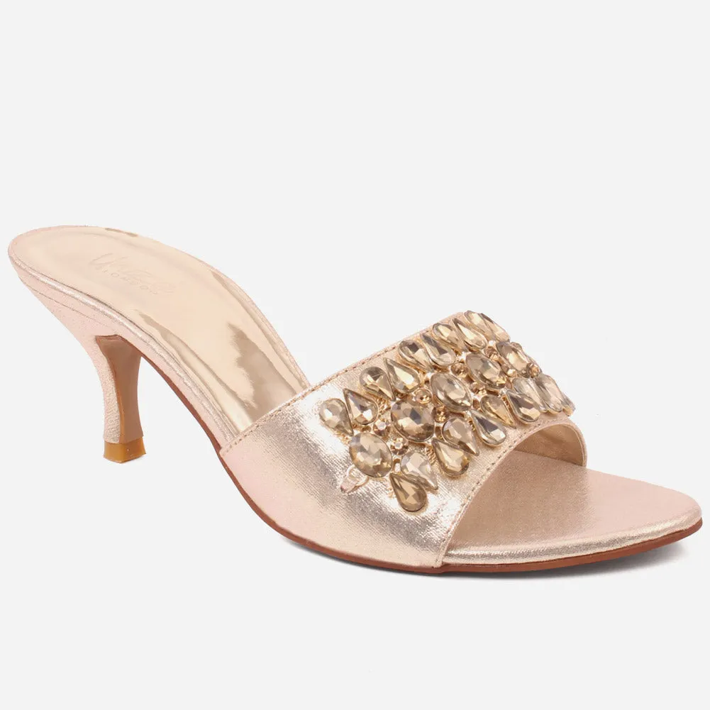 Women " ROSE" Glistening, Peep Toe Evening Sandals