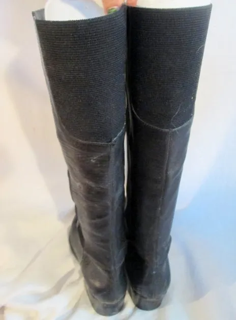 Womens COLE HAAN BRAZIL LEATHER Knee High Heel Riding GoGo Boots 7.5 BLACK