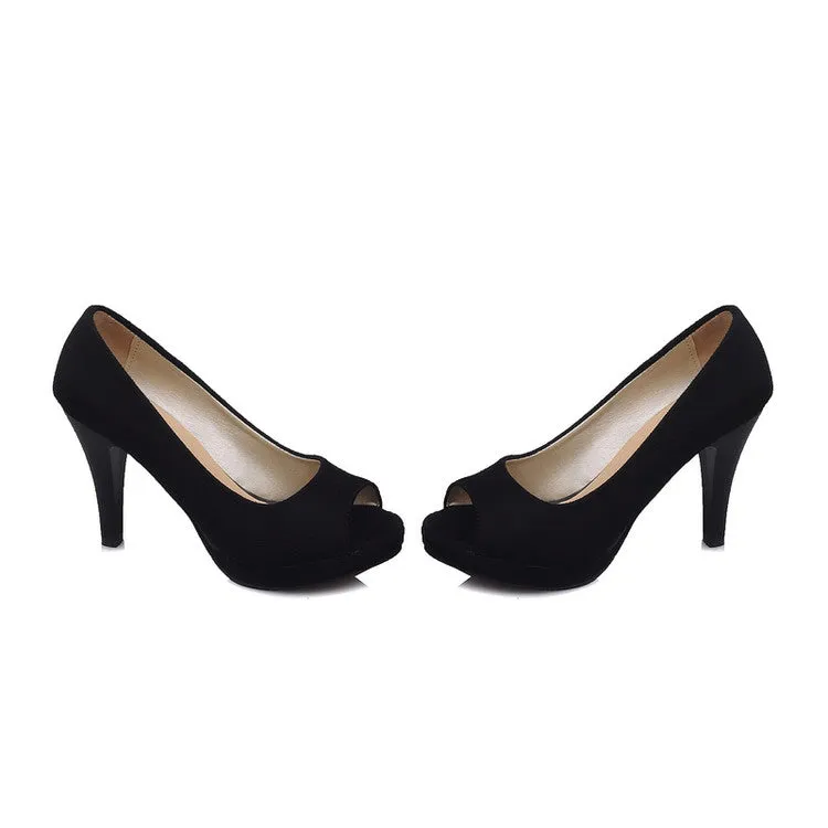 Women's Peep Toe Platform Stiletto High Heel Pumps