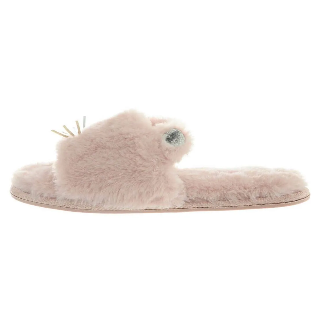 Womens Sliders Kitty Cat Faux Fur Slippers Non-Slip