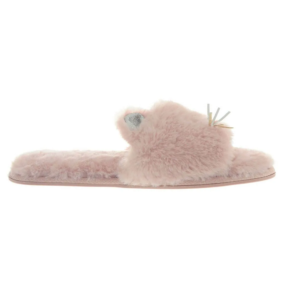 Womens Sliders Kitty Cat Faux Fur Slippers Non-Slip