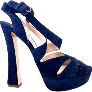 Women's Suede Heels Blue Size EU 37.5 / UK 4.5