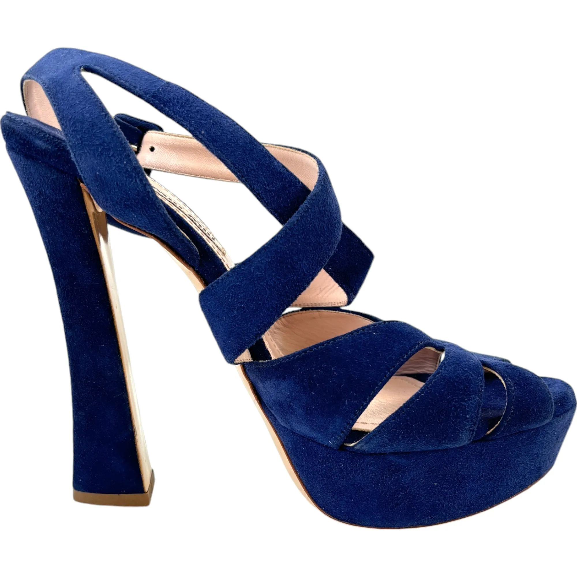 Women's Suede Heels Blue Size EU 37.5 / UK 4.5