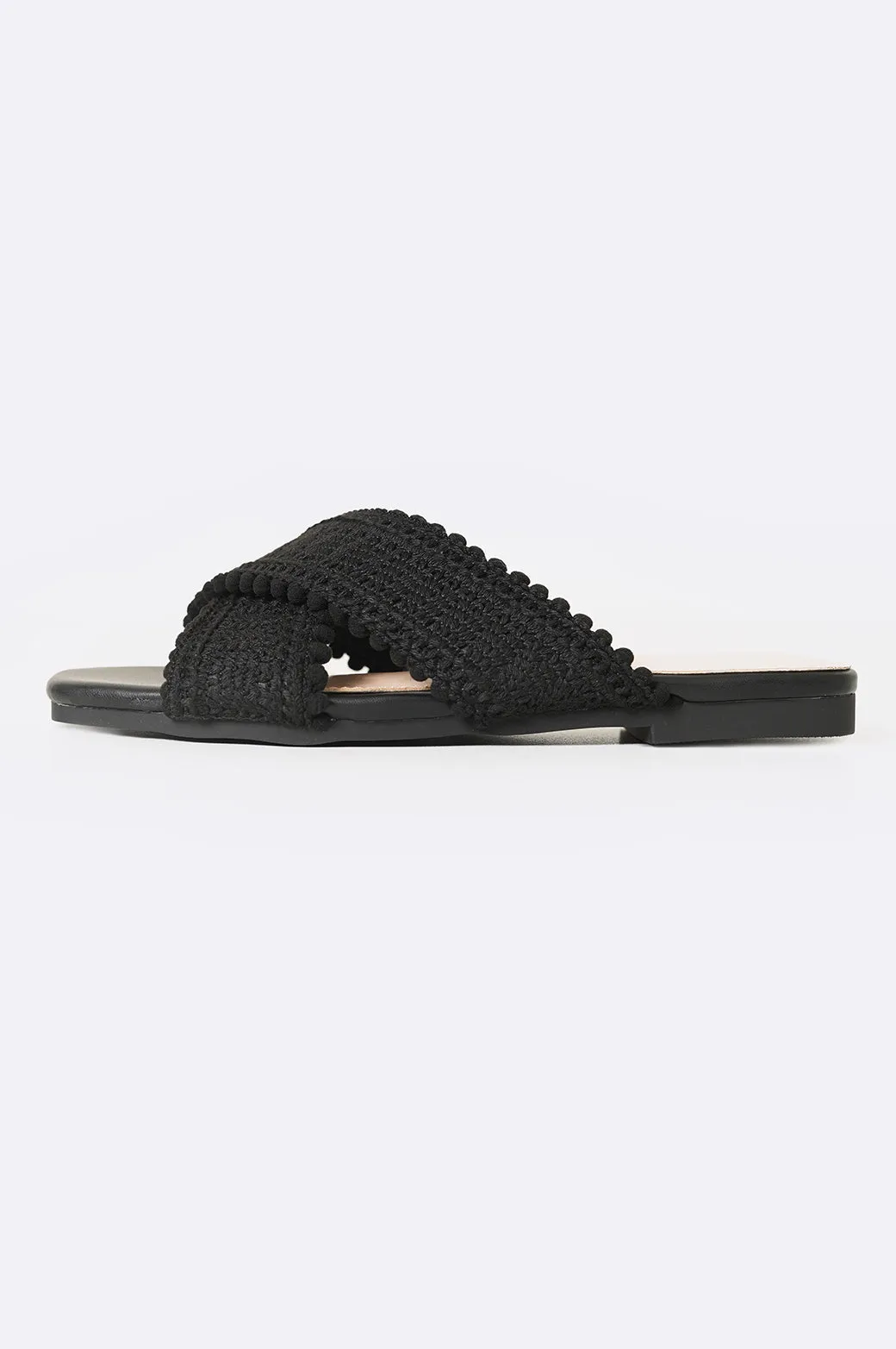 WOVEN LACE SLIDES