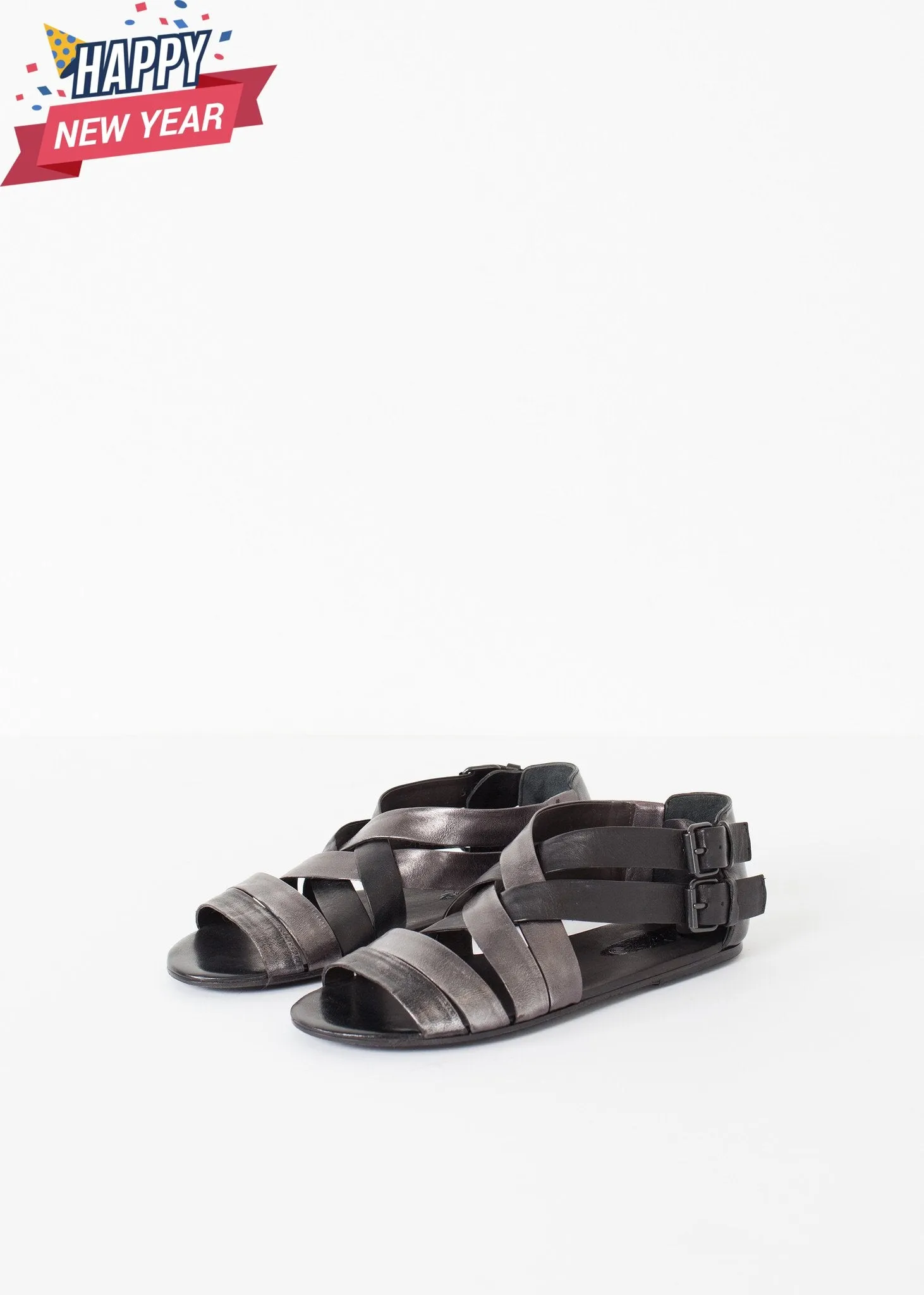 Wrap Sandal in Black/Steel