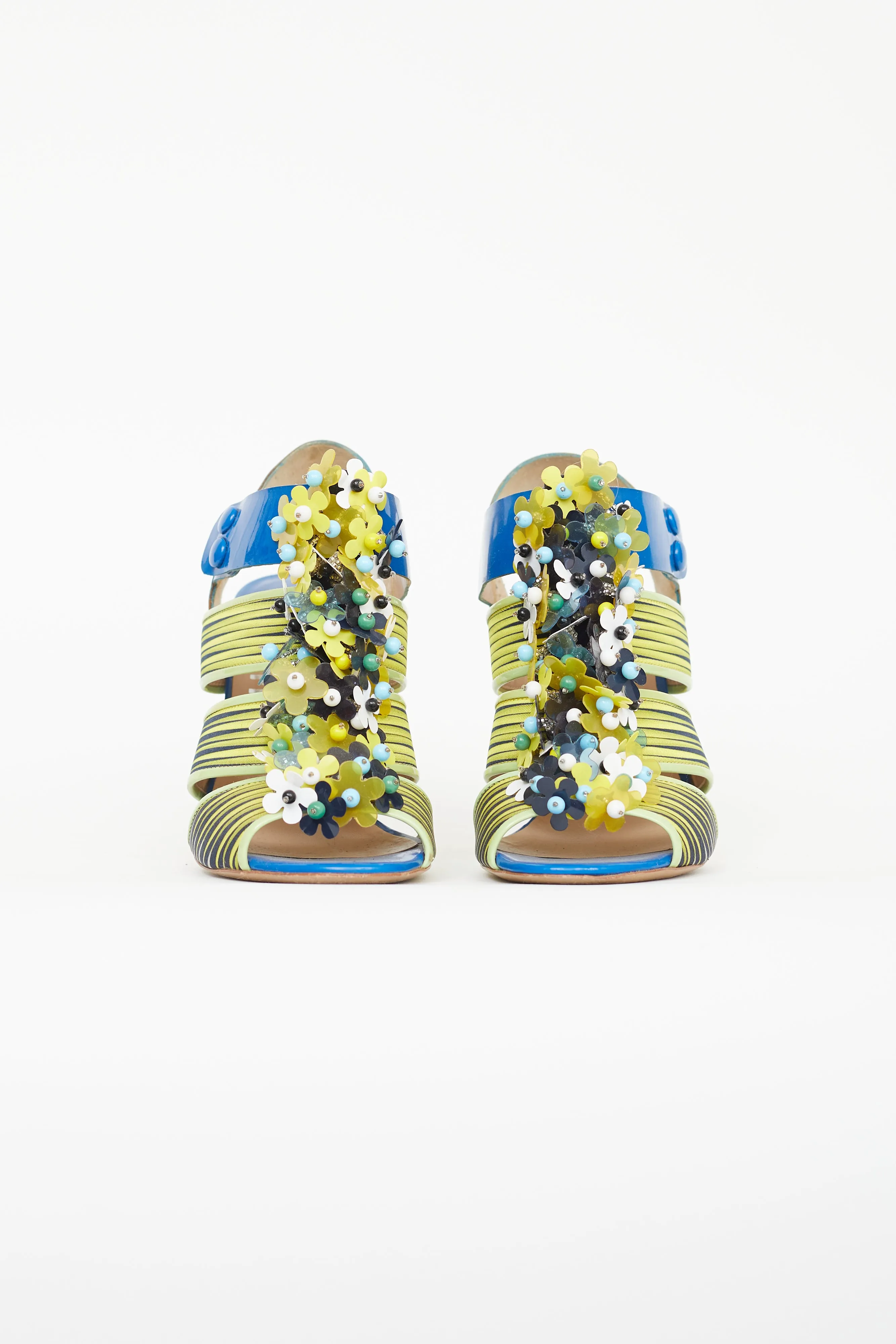 X Peter Pilotto Blue & Yellow Flower Heel