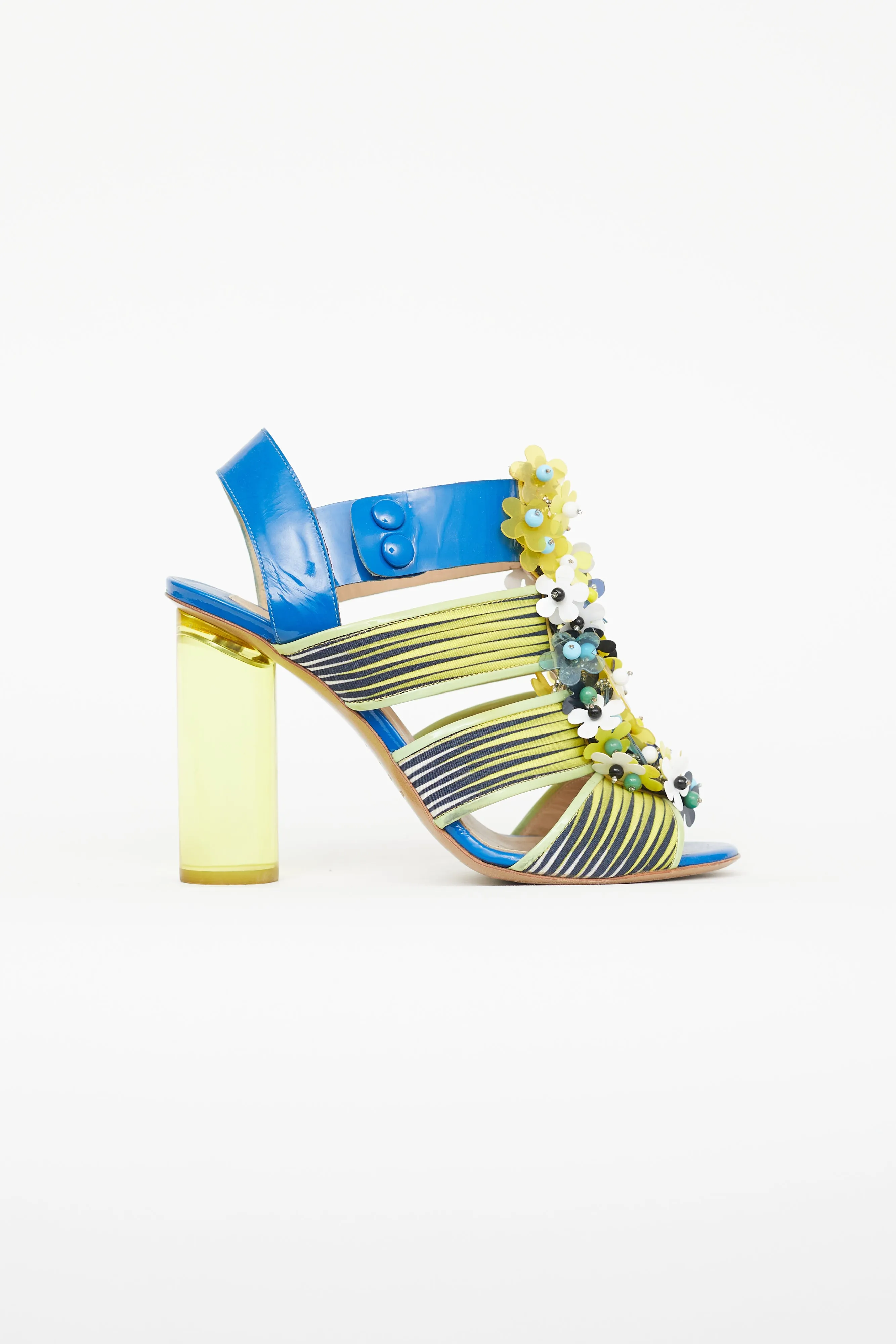 X Peter Pilotto Blue & Yellow Flower Heel