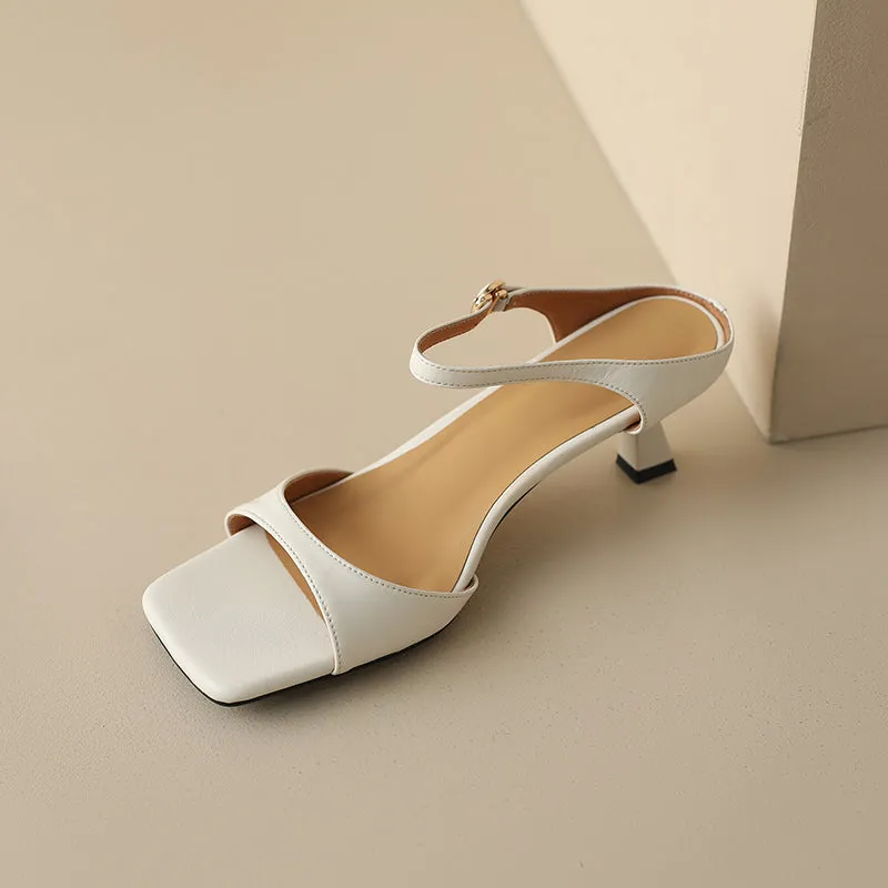 Zora Square Toe Kitten Heel Mules