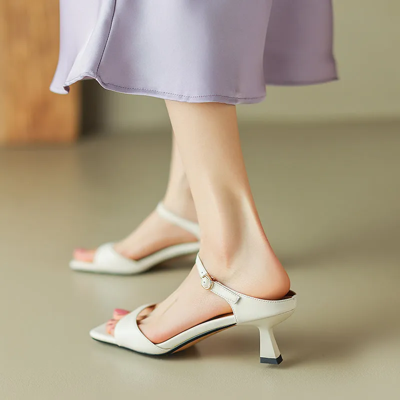 Zora Square Toe Kitten Heel Mules